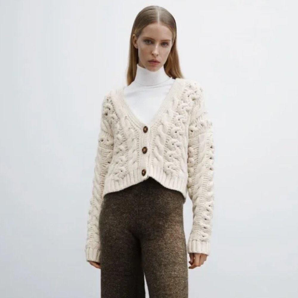 Zara Knitwear Ivory Wool Sweater